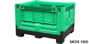 Folding plastic pallet containers with side flap SKD 1200x1000x800